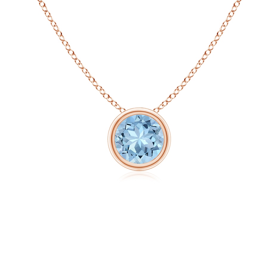 4mm AAA Bezel-Set Round Aquamarine Solitaire Pendant in Rose Gold 