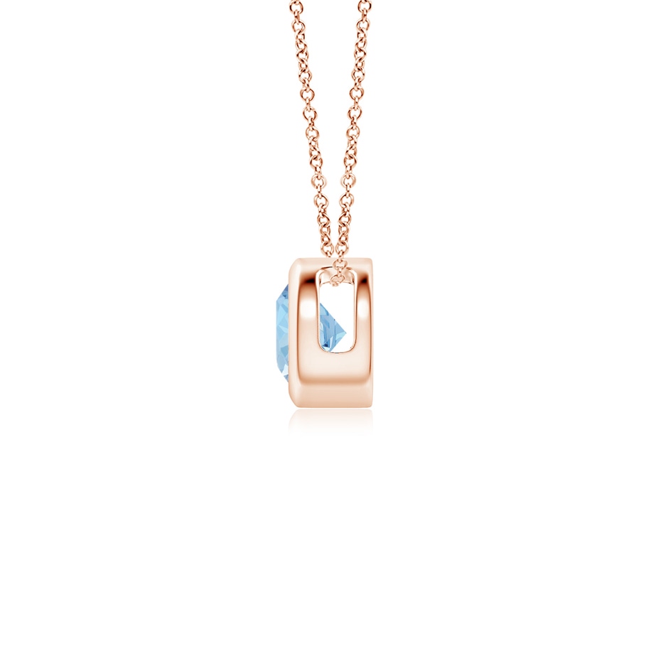 4mm AAA Bezel-Set Round Aquamarine Solitaire Pendant in Rose Gold side 199