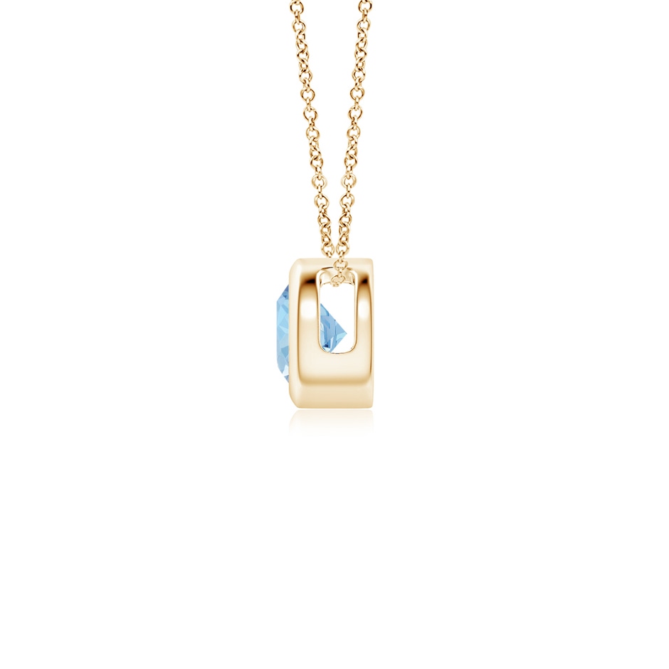 4mm AAA Bezel-Set Round Aquamarine Solitaire Pendant in Yellow Gold side 199