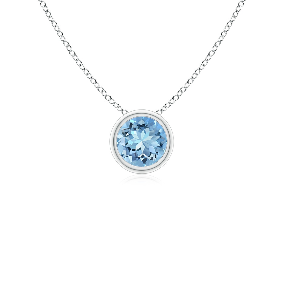 4mm AAAA Bezel-Set Round Aquamarine Solitaire Pendant in P950 Platinum 
