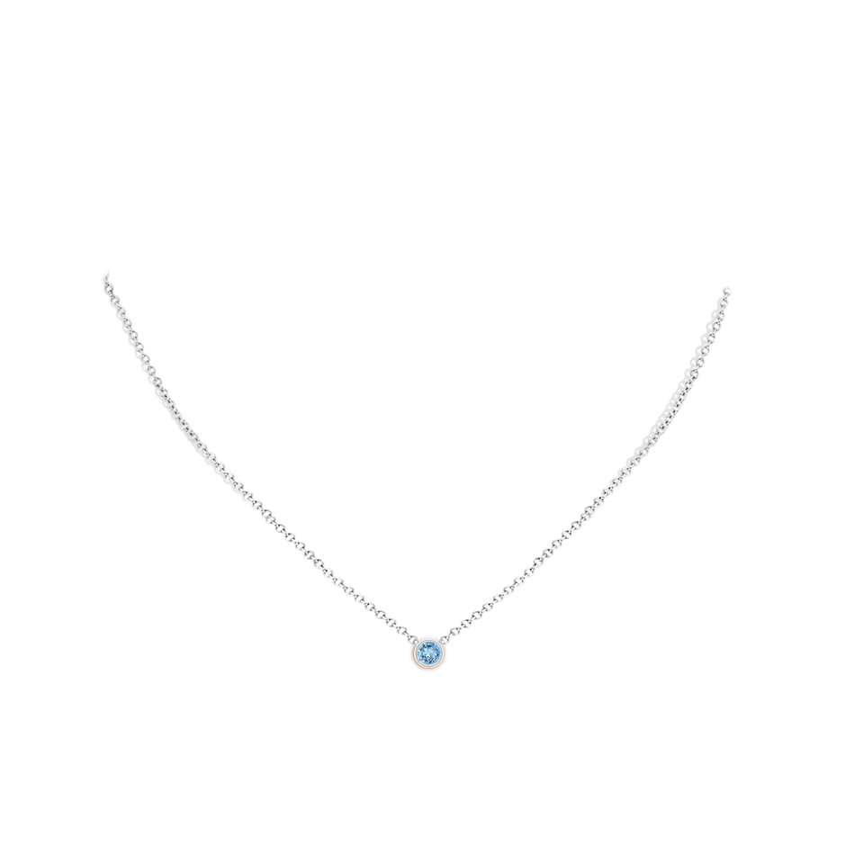4mm AAAA Bezel-Set Round Aquamarine Solitaire Pendant in P950 Platinum pen