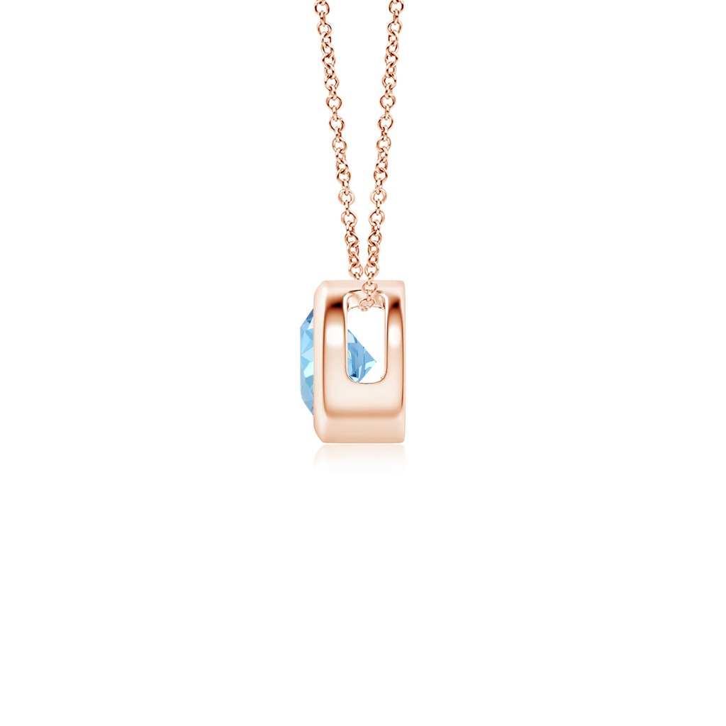 4mm AAAA Bezel-Set Round Aquamarine Solitaire Pendant in Rose Gold - side 199