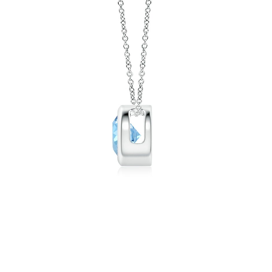 4mm AAAA Bezel-Set Round Aquamarine Solitaire Pendant in S999 Silver side 199