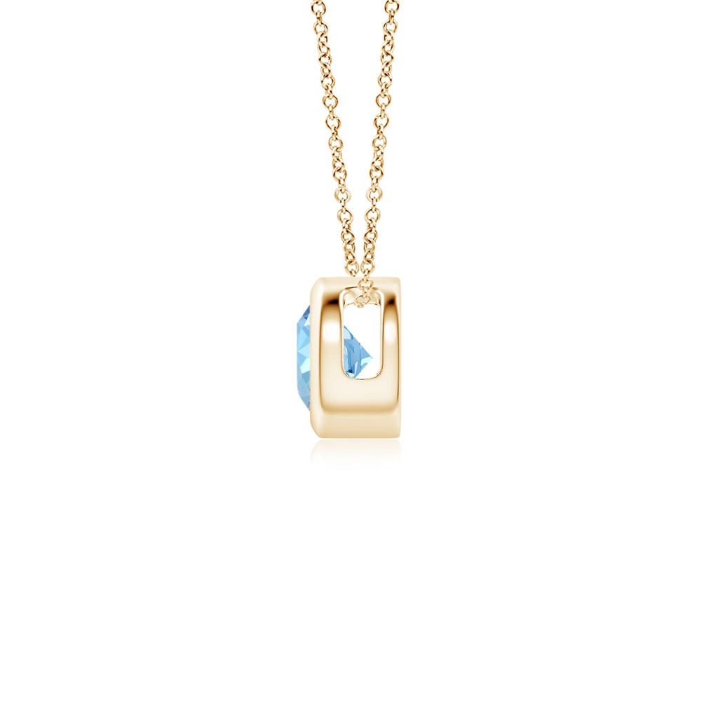 4mm AAAA Bezel-Set Round Aquamarine Solitaire Pendant in Yellow Gold - side 199
