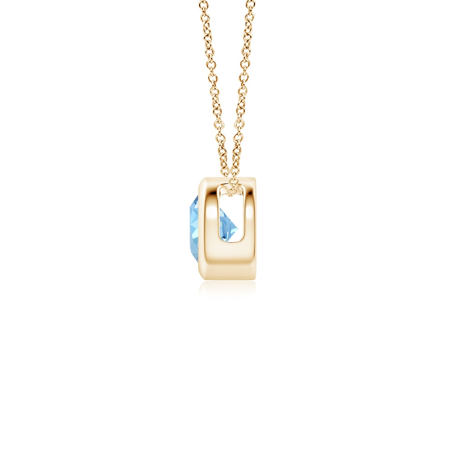 4mm AAAA Bezel-Set Round Aquamarine Solitaire Pendant in Yellow Gold side 199