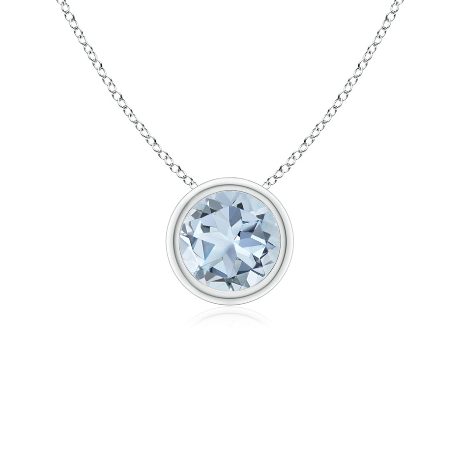 5mm A Bezel-Set Round Aquamarine Solitaire Pendant in S999 Silver 