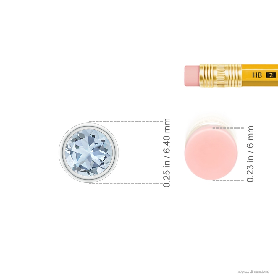 5mm A Bezel-Set Round Aquamarine Solitaire Pendant in S999 Silver ruler