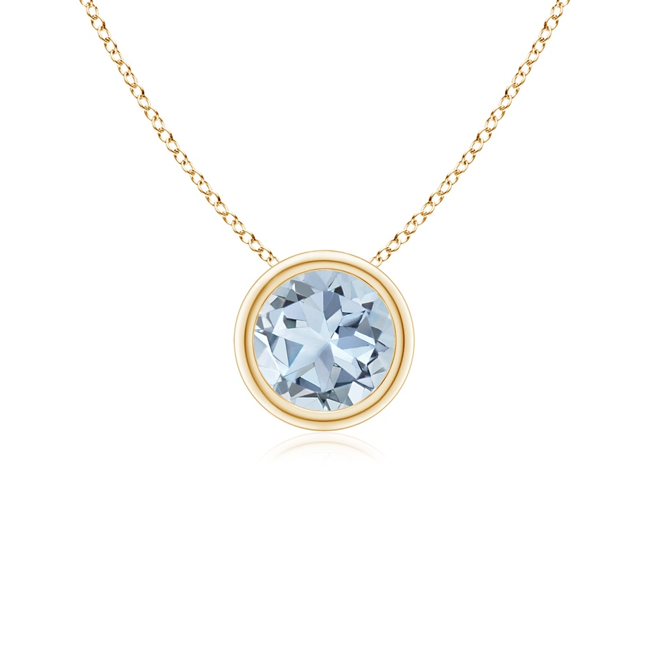5mm A Bezel-Set Round Aquamarine Solitaire Pendant in Yellow Gold 