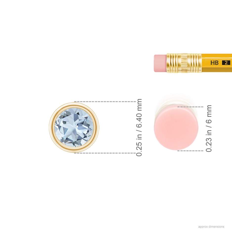 5mm A Bezel-Set Round Aquamarine Solitaire Pendant in Yellow Gold ruler