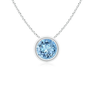 5mm AAAA Bezel-Set Round Aquamarine Solitaire Pendant in P950 Platinum