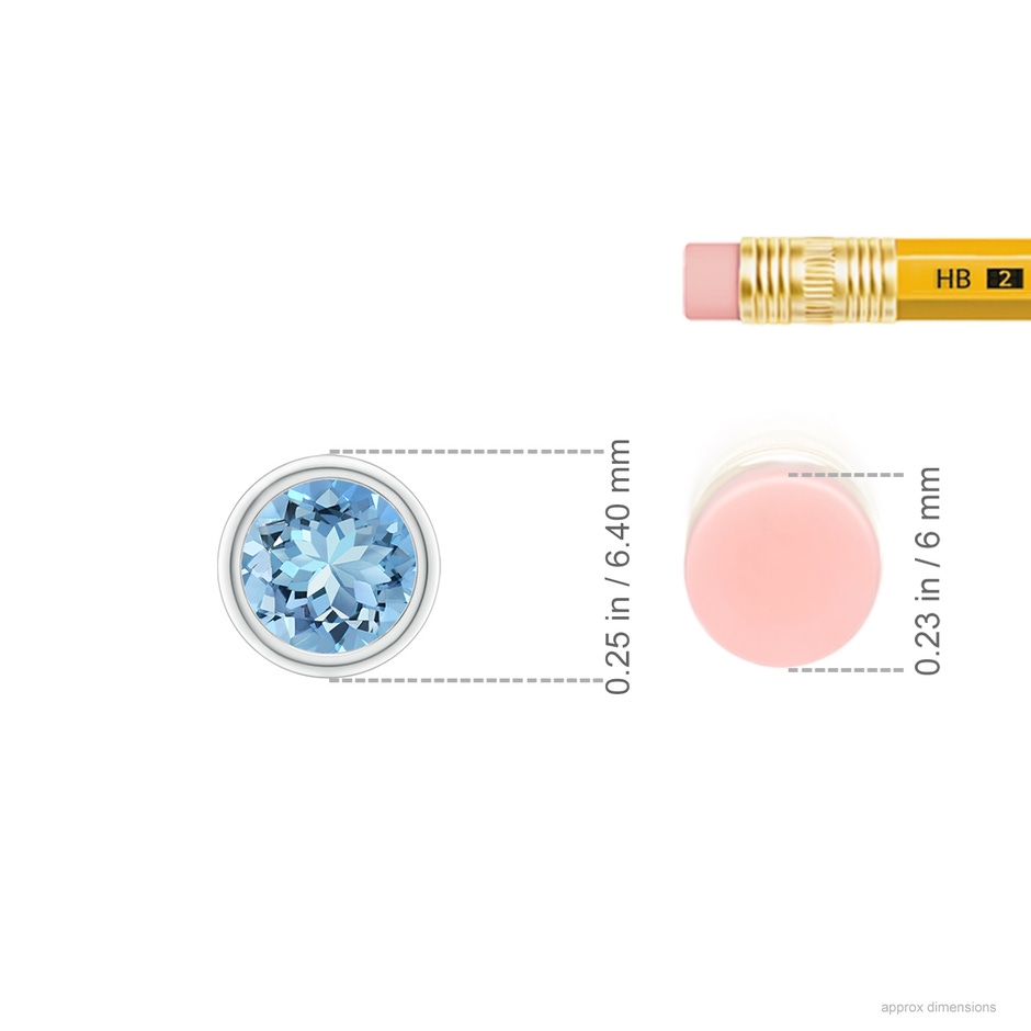 5mm AAAA Bezel-Set Round Aquamarine Solitaire Pendant in P950 Platinum ruler