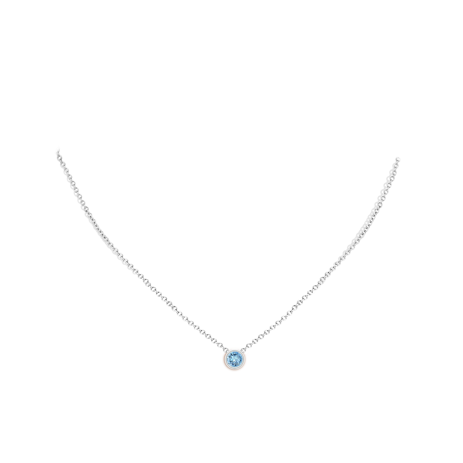 5mm AAAA Bezel-Set Round Aquamarine Solitaire Pendant in S999 Silver pen