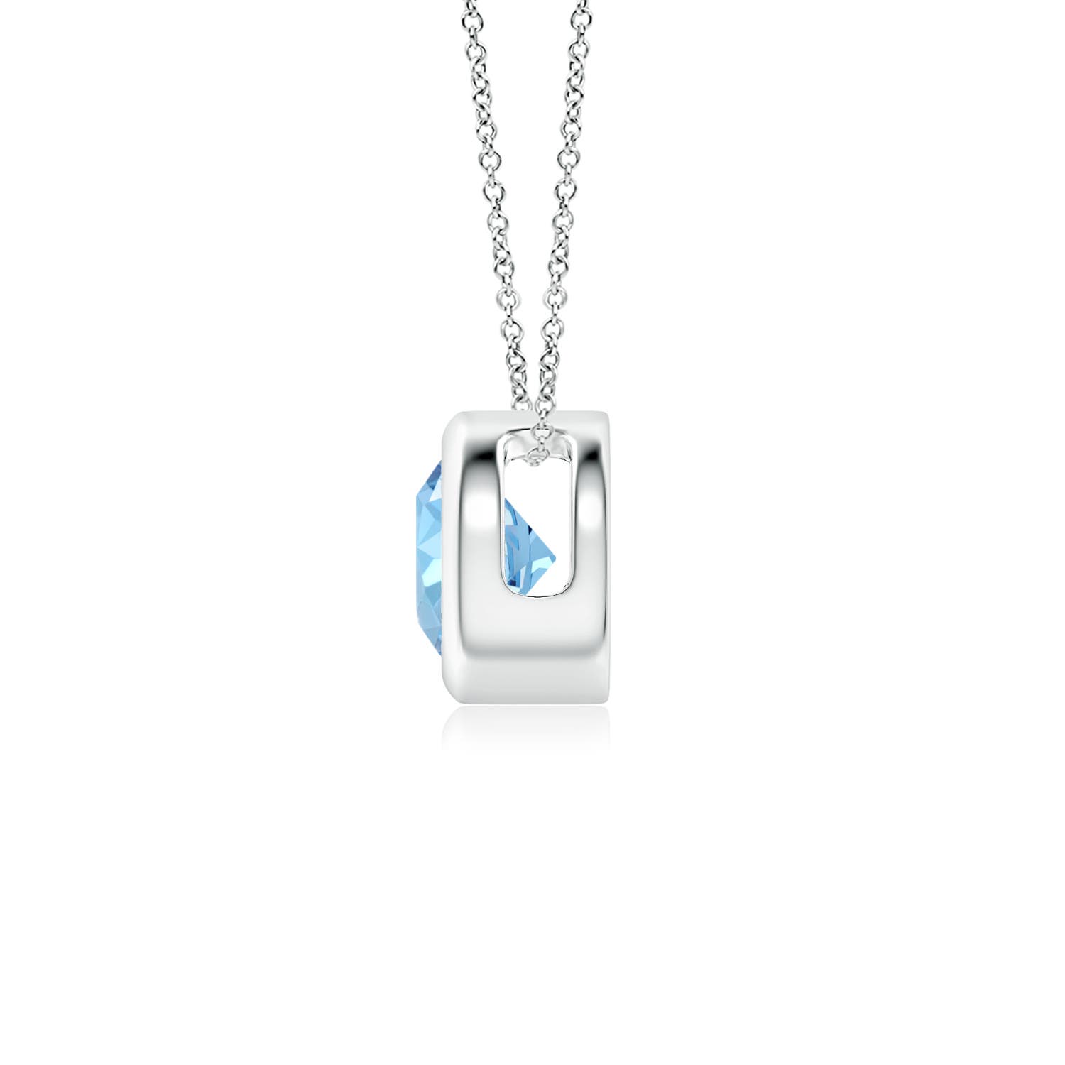 5mm AAAA Bezel-Set Round Aquamarine Solitaire Pendant in White Gold