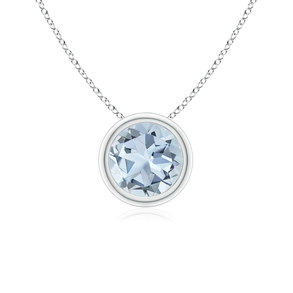 6mm A Bezel-Set Round Aquamarine Solitaire Pendant in S999 Silver 