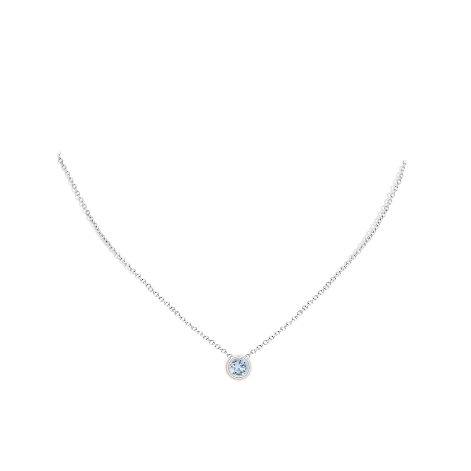 6mm A Bezel-Set Round Aquamarine Solitaire Pendant in S999 Silver pen