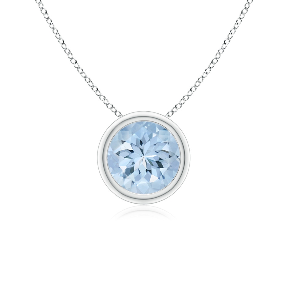 6mm AA Bezel-Set Round Aquamarine Solitaire Pendant in P950 Platinum 
