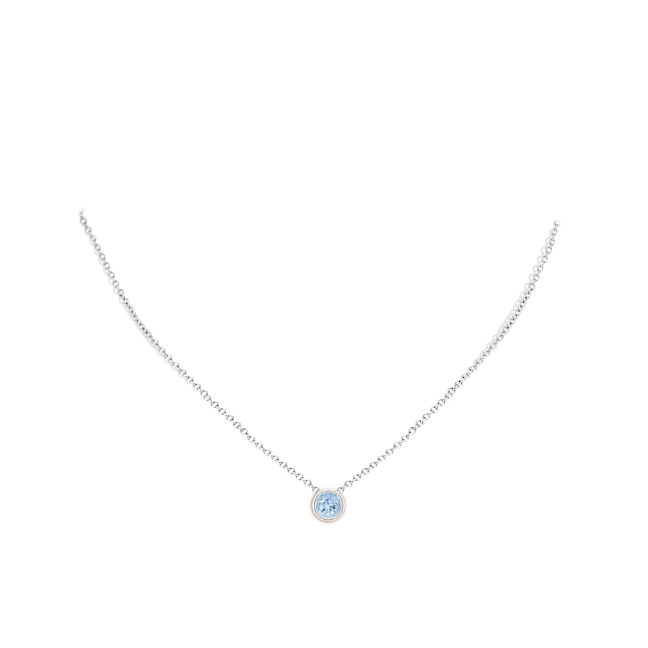 6mm AA Bezel-Set Round Aquamarine Solitaire Pendant in White Gold pen