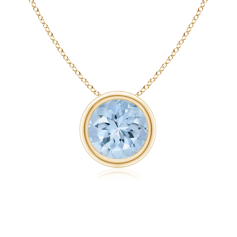 6mm AA Bezel-Set Round Aquamarine Solitaire Pendant in Yellow Gold 