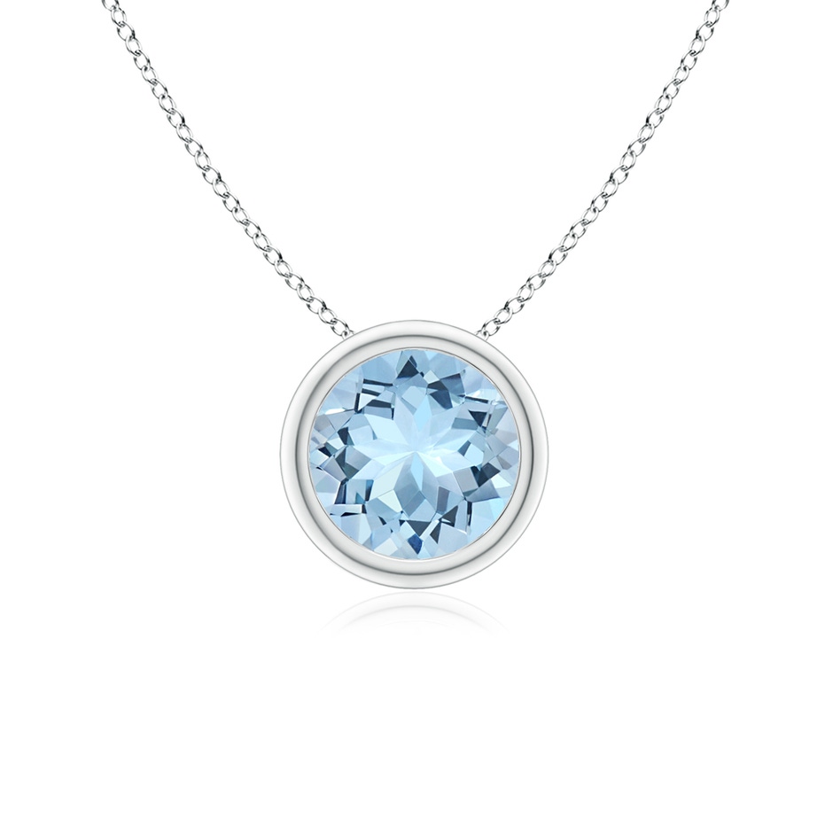 6mm AAA Bezel-Set Round Aquamarine Solitaire Pendant in White Gold 