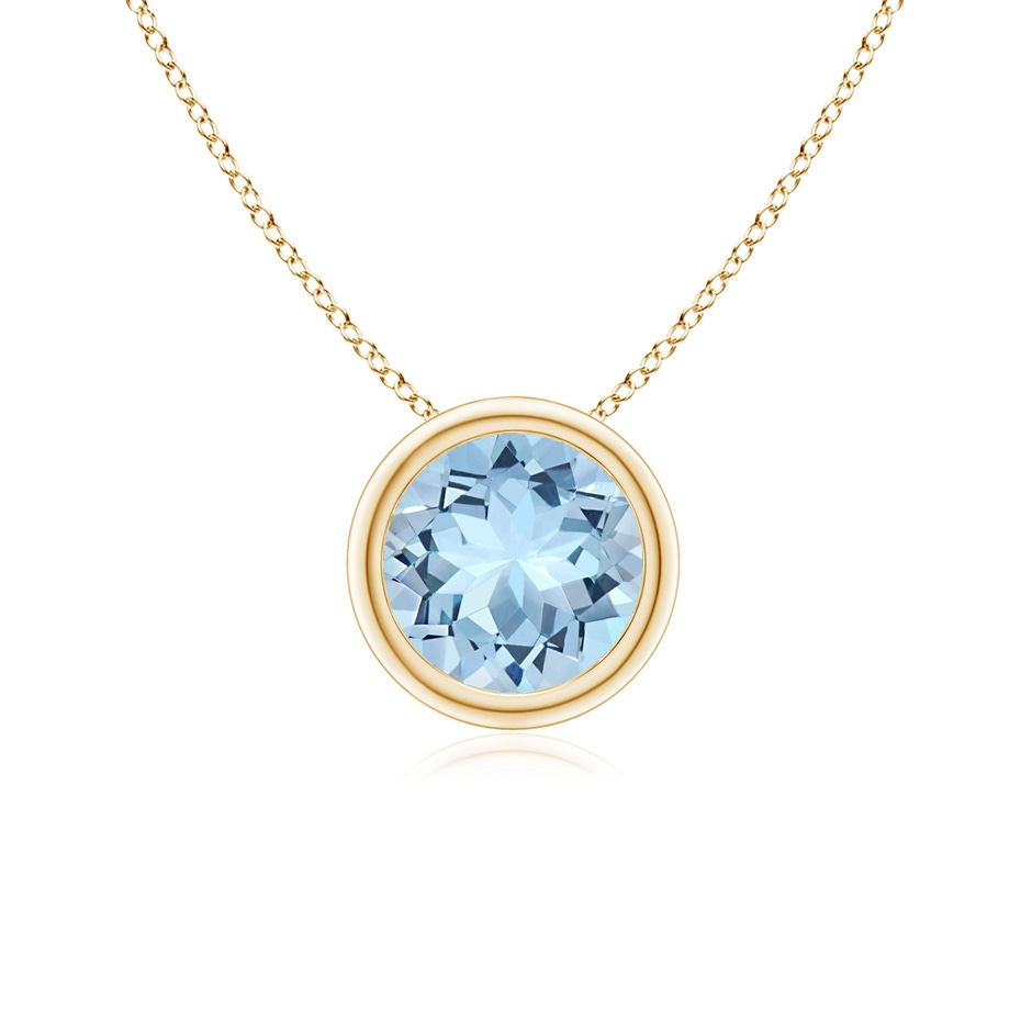 6mm AAA Bezel-Set Round Aquamarine Solitaire Pendant in Yellow Gold 