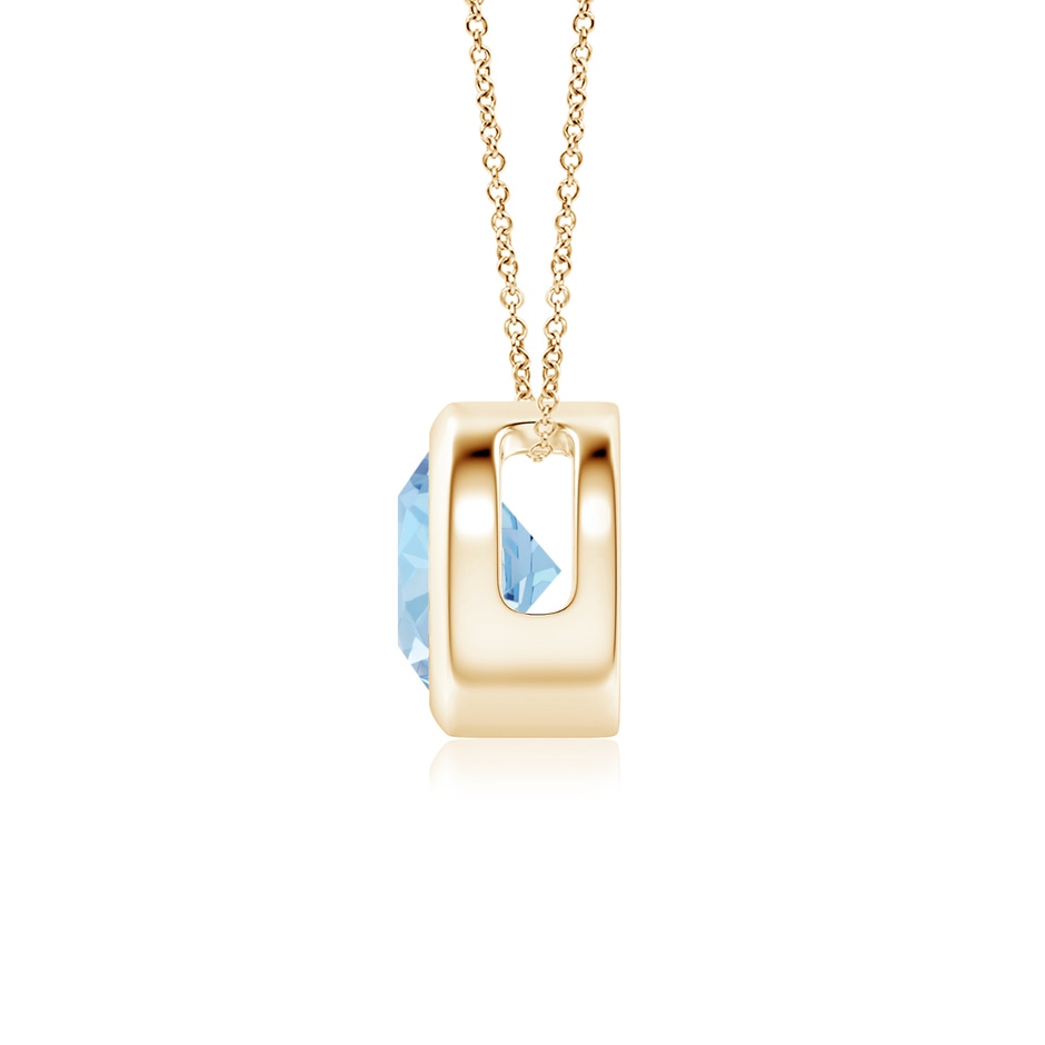 6mm AAA Bezel-Set Round Aquamarine Solitaire Pendant in Yellow Gold side 199
