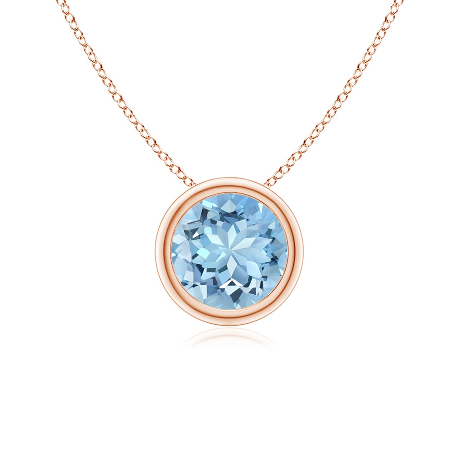 6mm AAAA Bezel-Set Round Aquamarine Solitaire Pendant in Rose Gold 