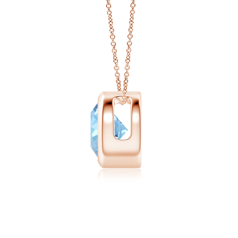 6mm AAAA Bezel-Set Round Aquamarine Solitaire Pendant in Rose Gold side 199