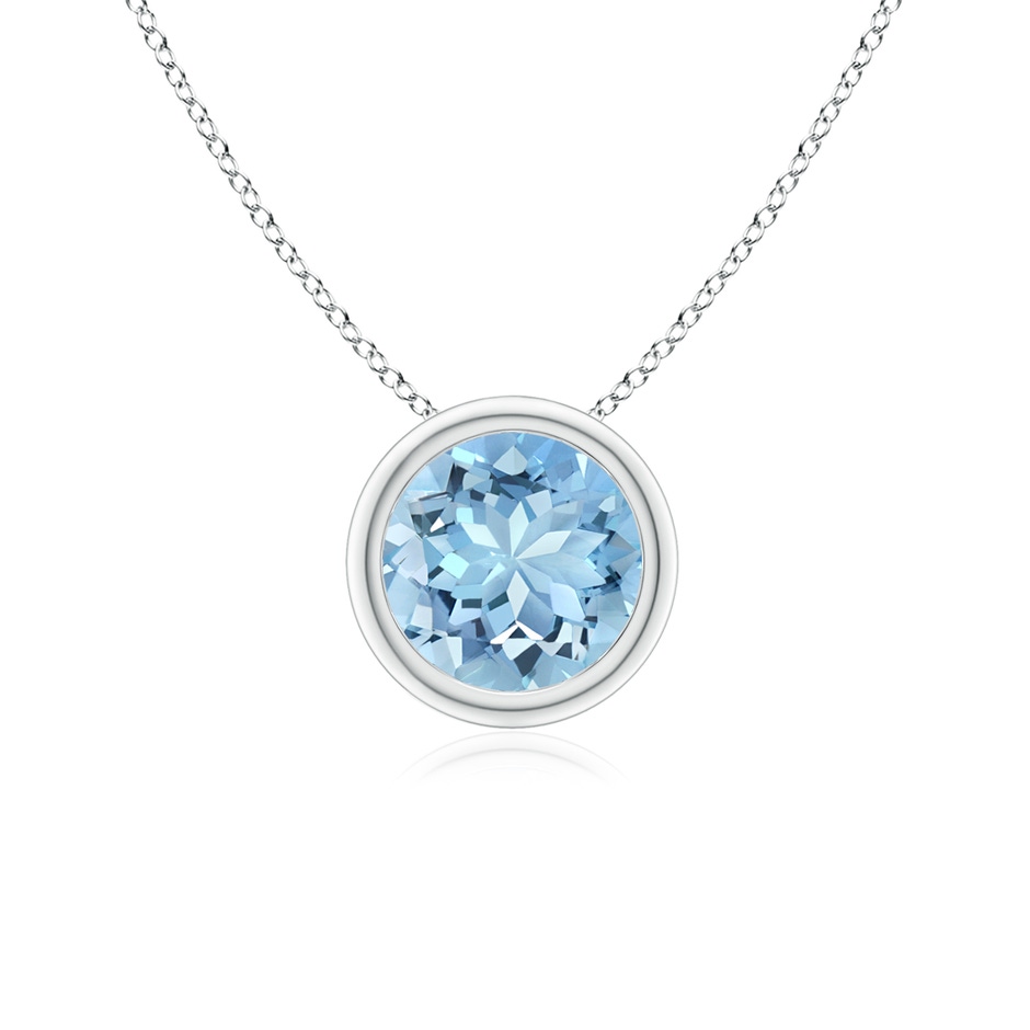 6mm AAAA Bezel-Set Round Aquamarine Solitaire Pendant in S999 Silver 