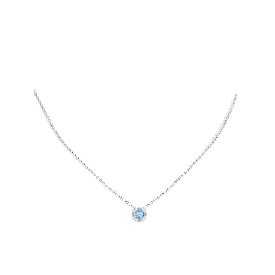 6mm AAAA Bezel-Set Round Aquamarine Solitaire Pendant in S999 Silver pen