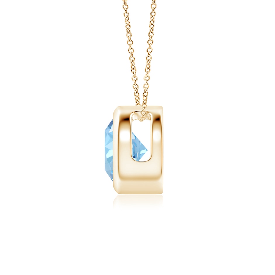 6mm AAAA Bezel-Set Round Aquamarine Solitaire Pendant in Yellow Gold side 199