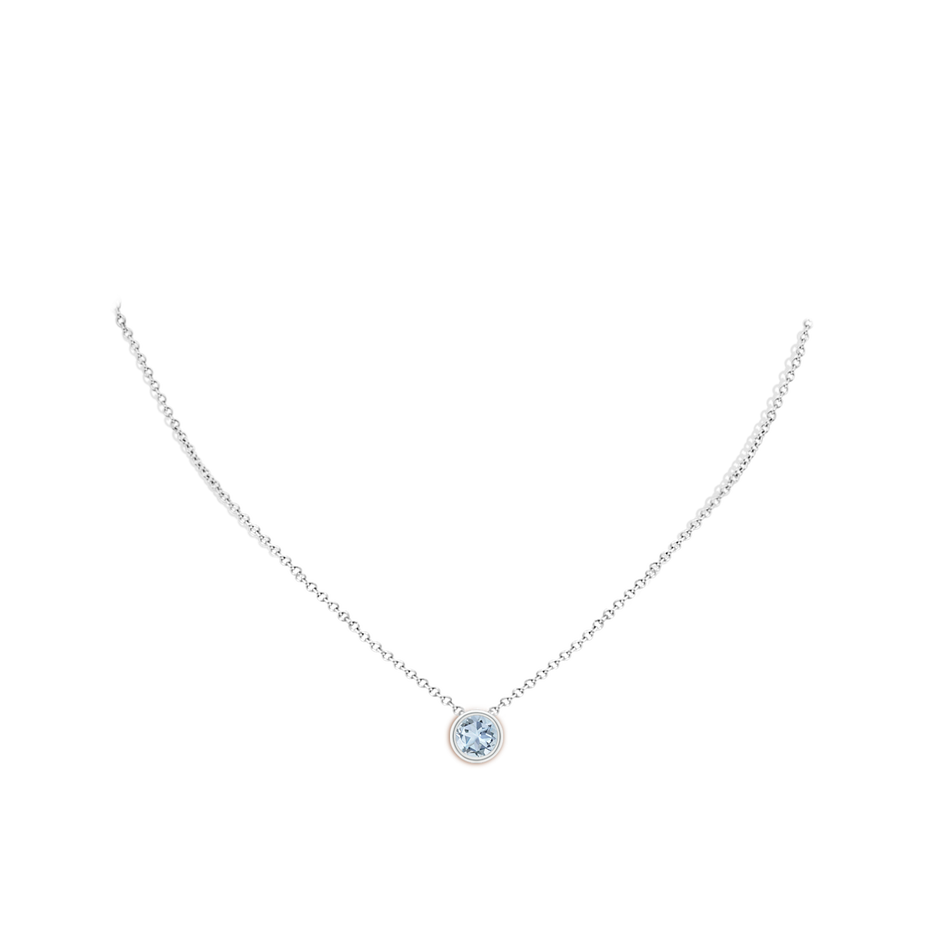 7mm A Bezel-Set Round Aquamarine Solitaire Pendant in P950 Platinum pen
