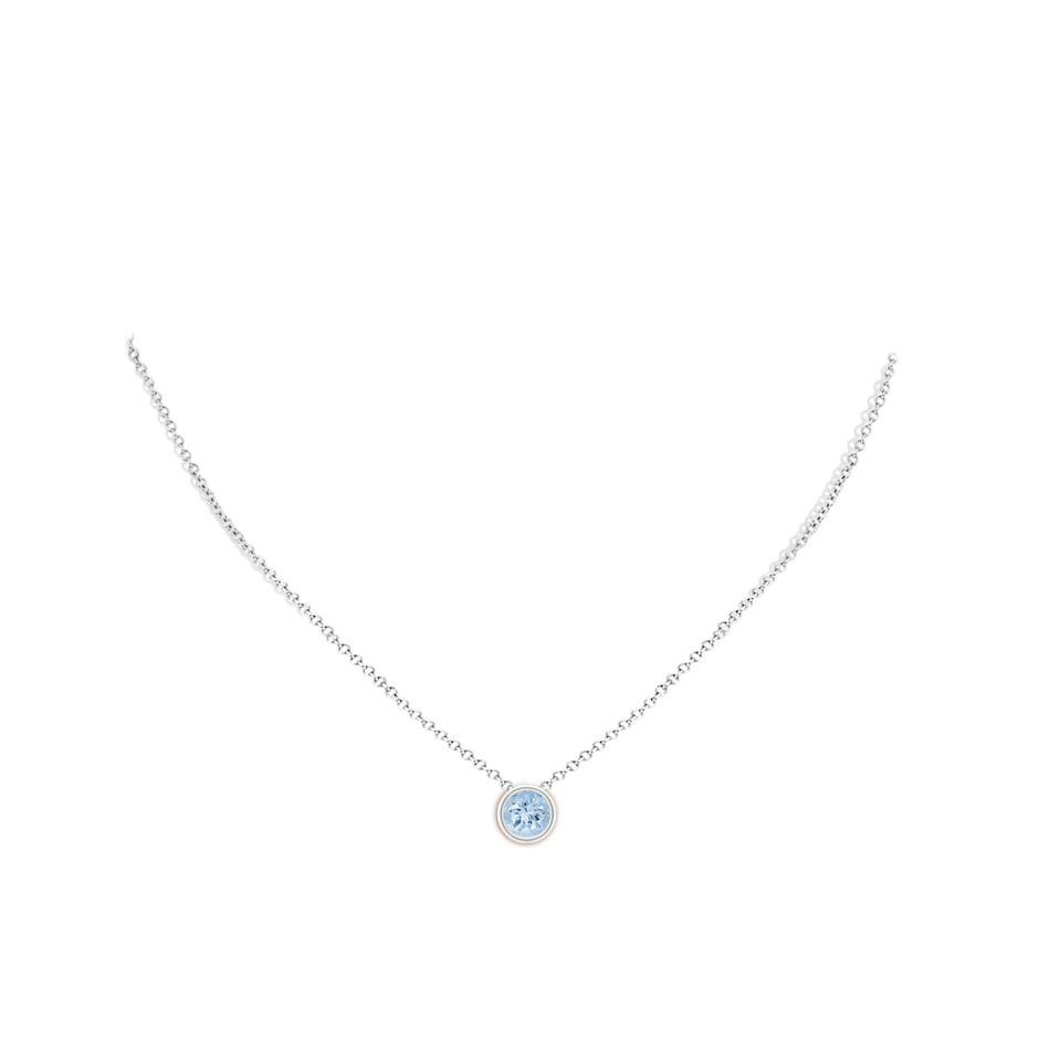 7mm AA Bezel-Set Round Aquamarine Solitaire Pendant in White Gold pen