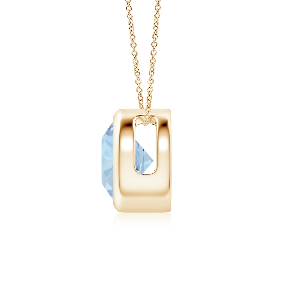 7mm AA Bezel-Set Round Aquamarine Solitaire Pendant in Yellow Gold side 199