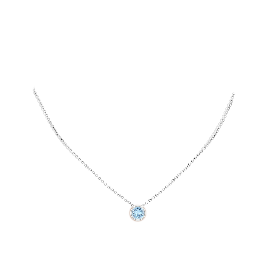 7mm AAA Bezel-Set Round Aquamarine Solitaire Pendant in S999 Silver pen