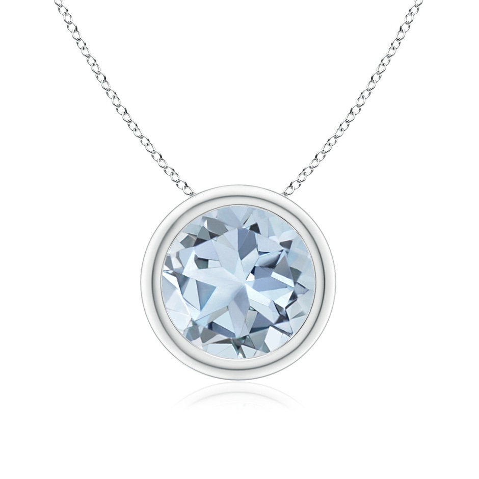 8mm A Bezel-Set Round Aquamarine Solitaire Pendant in P950 Platinum 