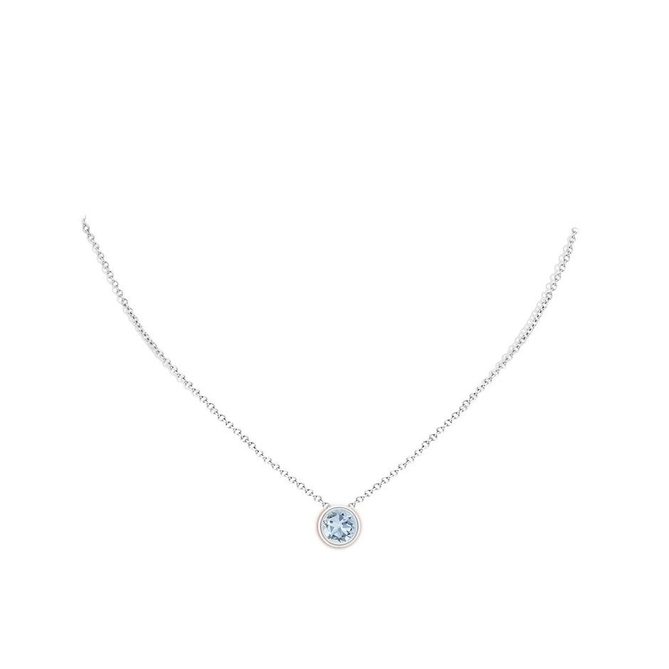 8mm A Bezel-Set Round Aquamarine Solitaire Pendant in P950 Platinum pen