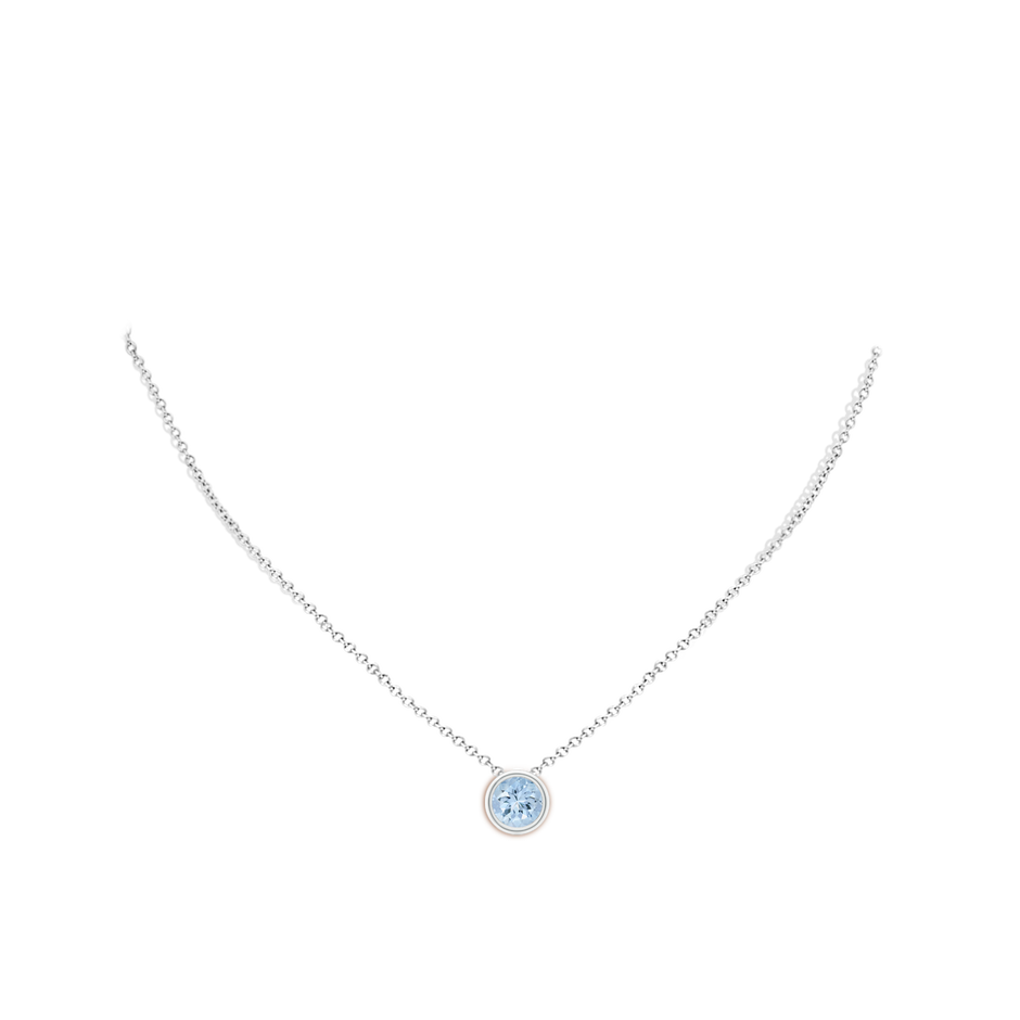 8mm AA Bezel-Set Round Aquamarine Solitaire Pendant in 18K White Gold pen