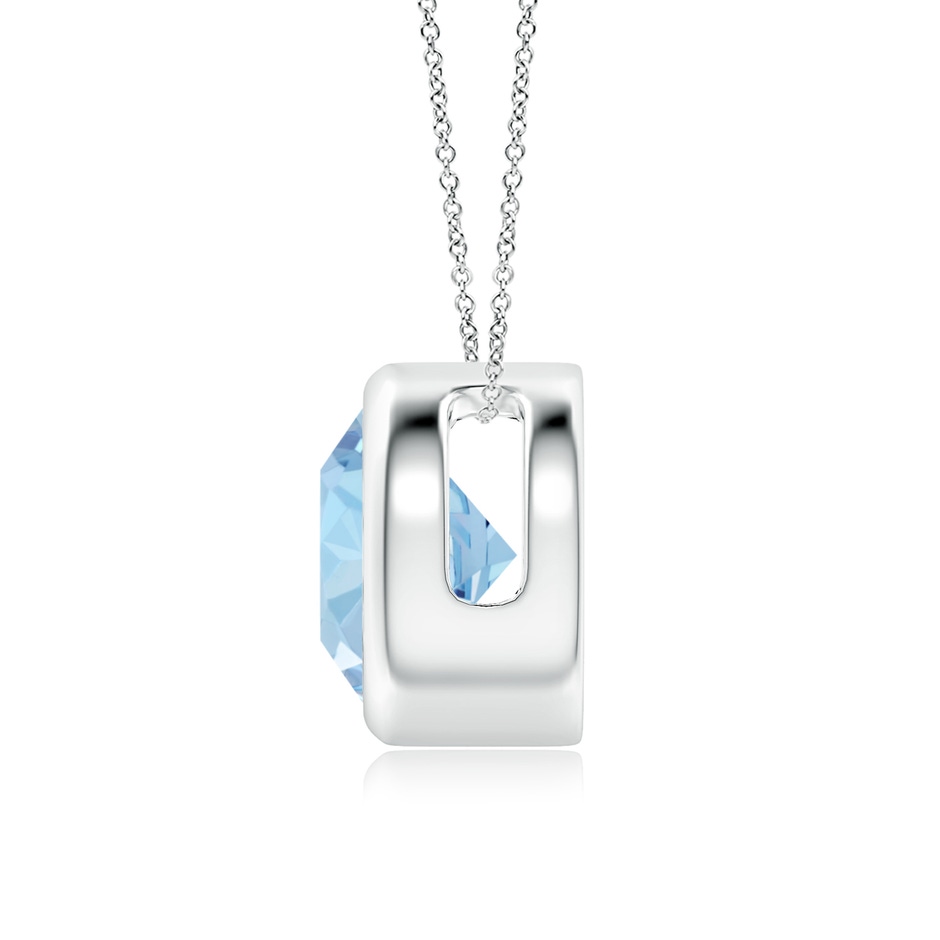 8mm AAA Bezel-Set Round Aquamarine Solitaire Pendant in S999 Silver side 199