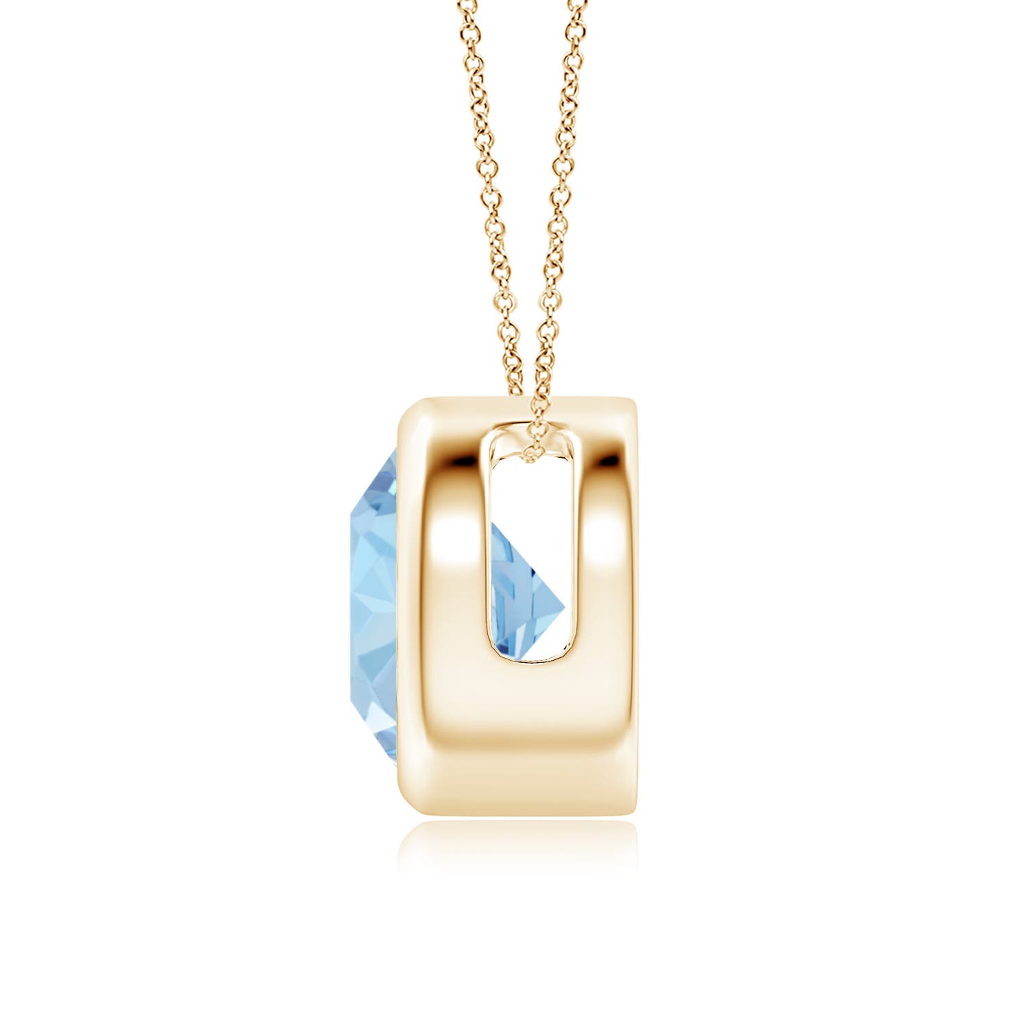 8mm AAA Bezel-Set Round Aquamarine Solitaire Pendant in Yellow Gold