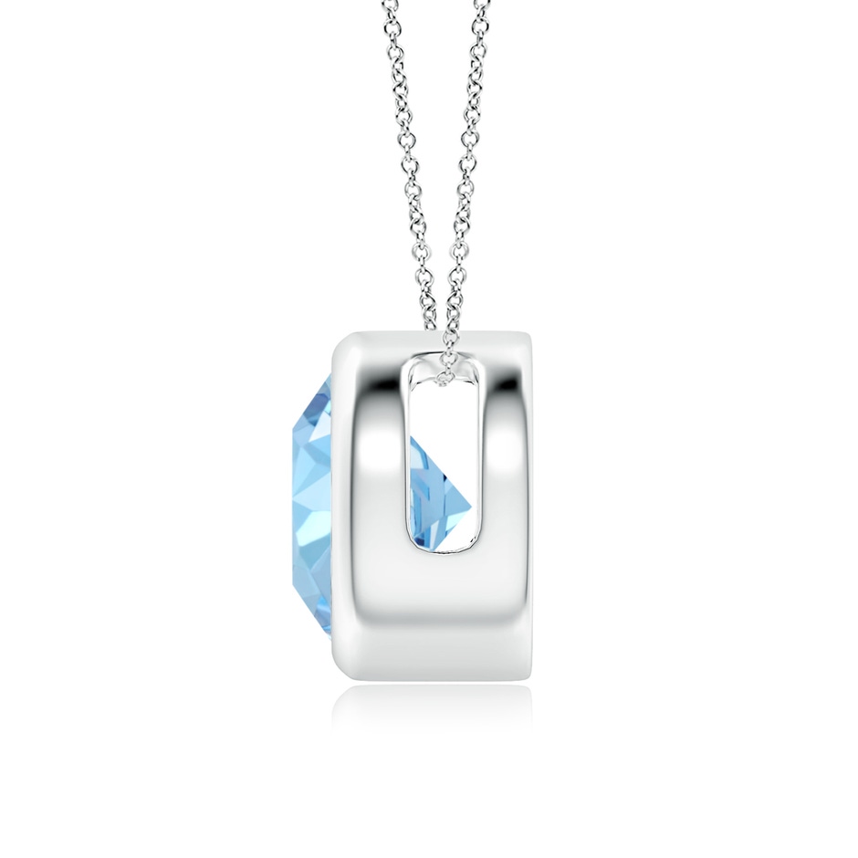 8mm AAAA Bezel-Set Round Aquamarine Solitaire Pendant in S999 Silver side 199