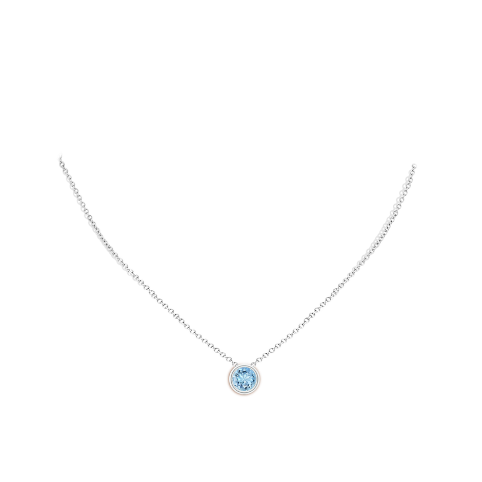 8mm AAAA Bezel-Set Round Aquamarine Solitaire Pendant in S999 Silver pen