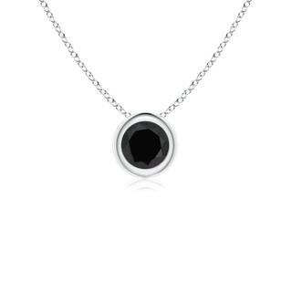 4mm AAA Bezel-Set Round Black Onyx Solitaire Pendant in 9K White Gold