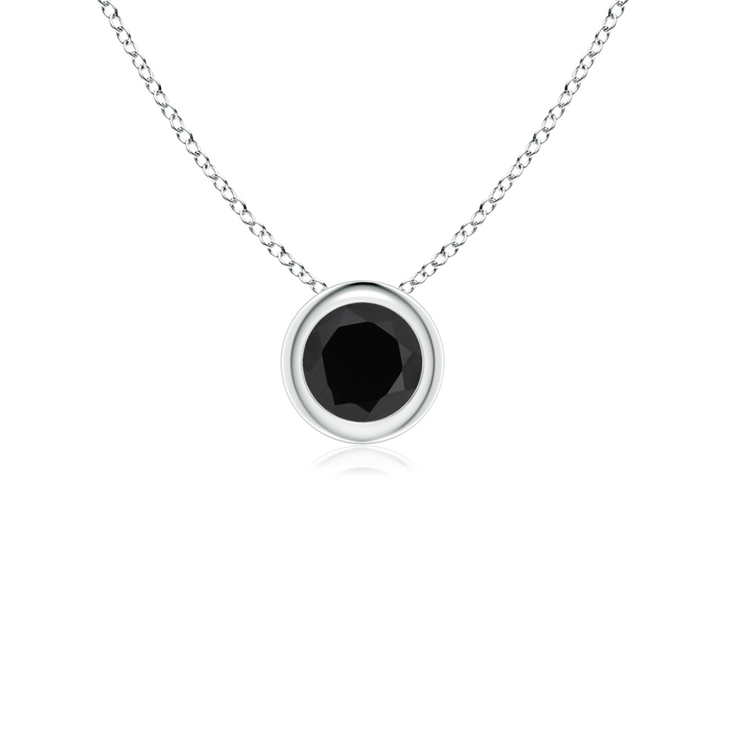 4mm AAA Bezel-Set Round Black Onyx Solitaire Pendant in P950 Platinum