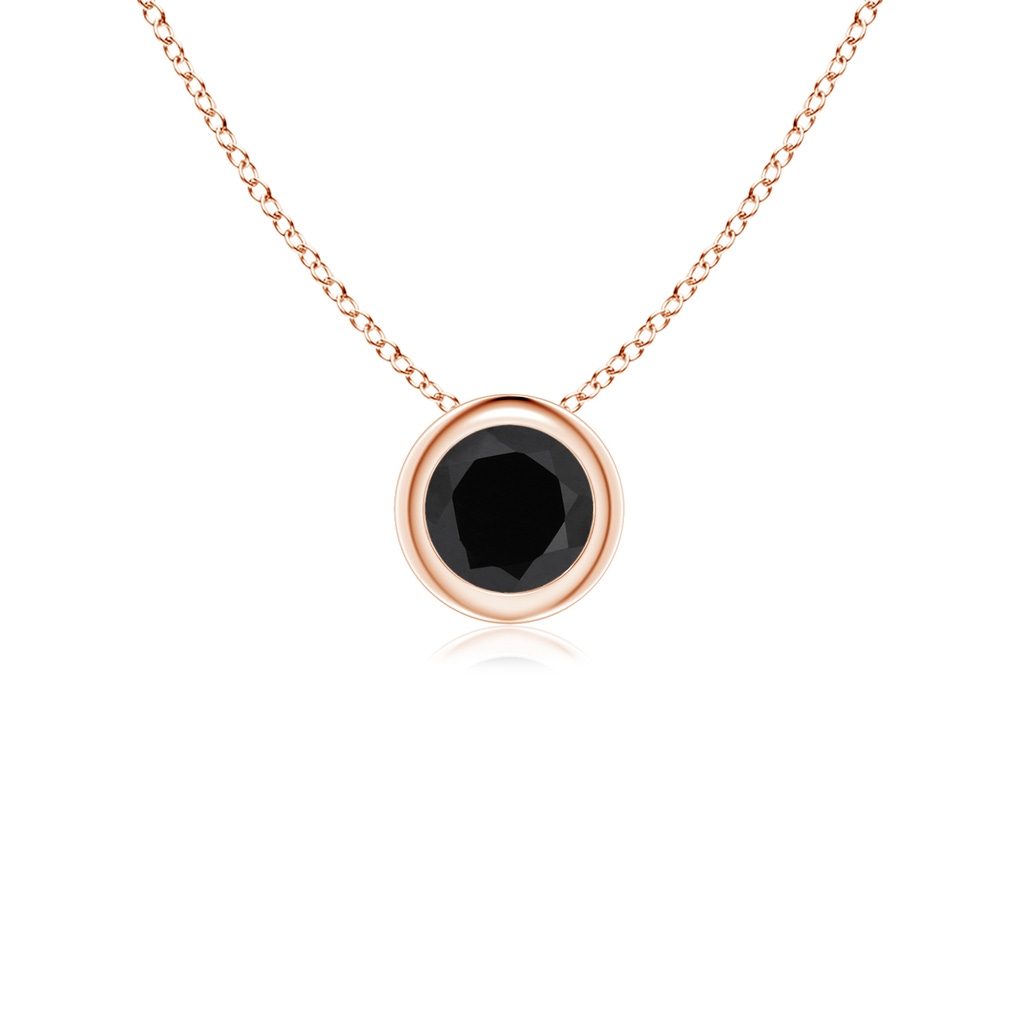 4mm AAA Bezel-Set Round Black Onyx Solitaire Pendant in Rose Gold