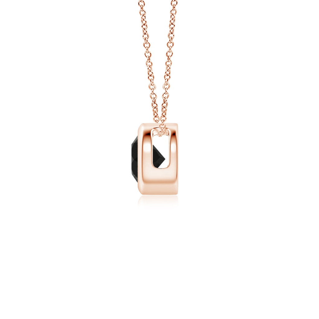 4mm AAA Bezel-Set Round Black Onyx Solitaire Pendant in Rose Gold Side 1