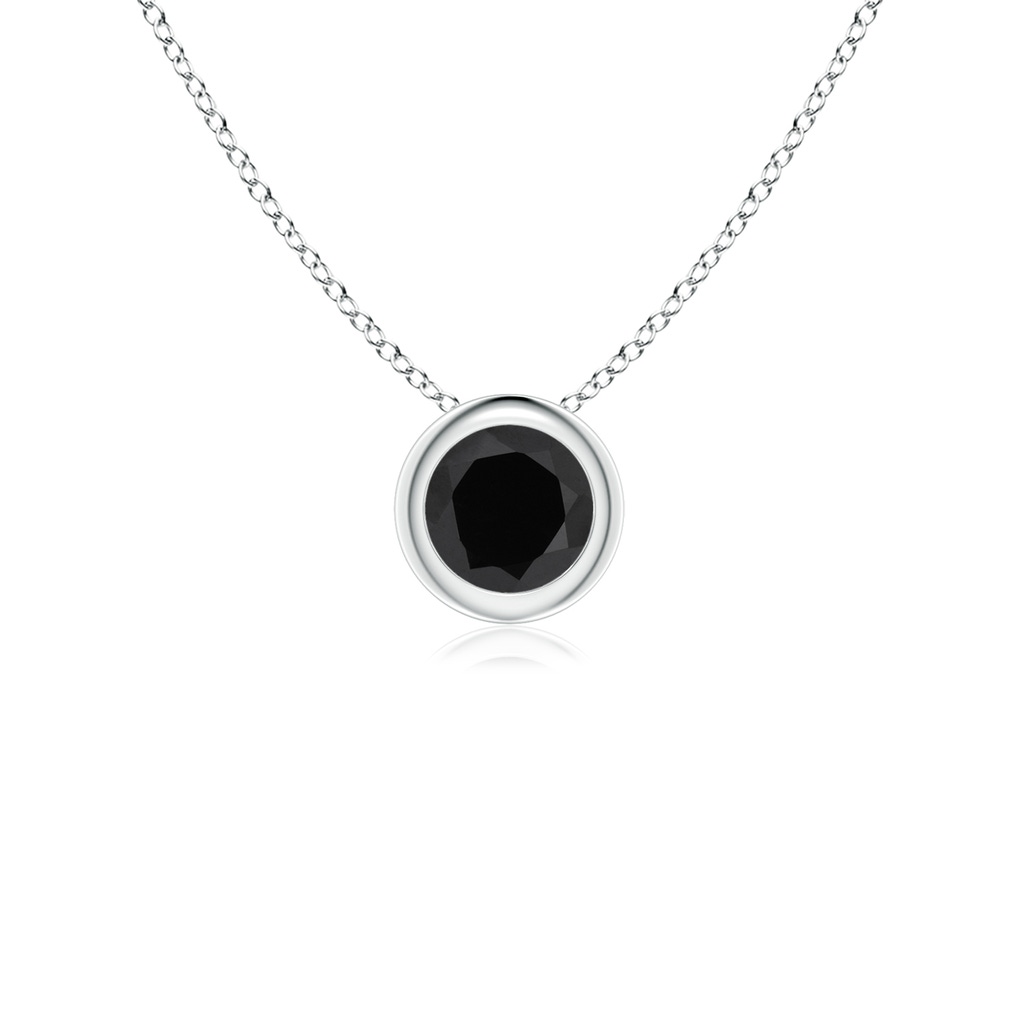 4mm AAA Bezel-Set Round Black Onyx Solitaire Pendant in White Gold
