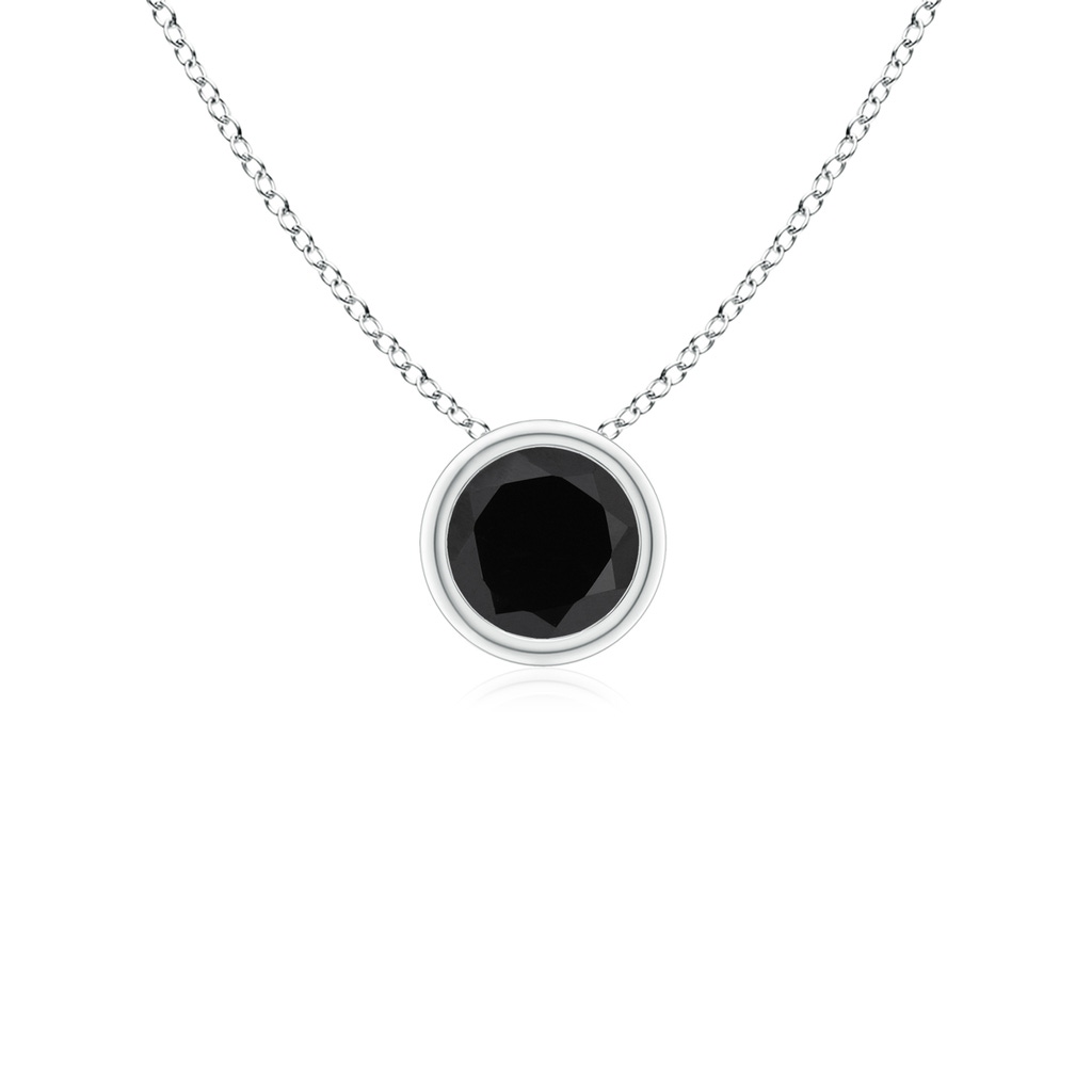 4mm AAA Bezel-Set Round Black Onyx Solitaire Pendant in White Gold