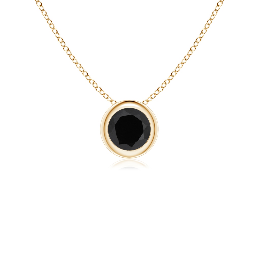 4mm AAA Bezel-Set Round Black Onyx Solitaire Pendant in Yellow Gold