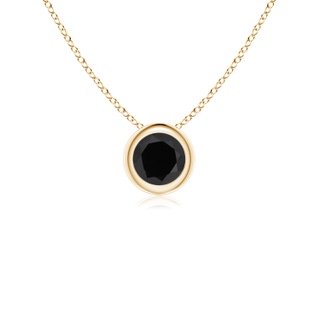 4mm AAA Bezel-Set Round Black Onyx Solitaire Pendant in Yellow Gold