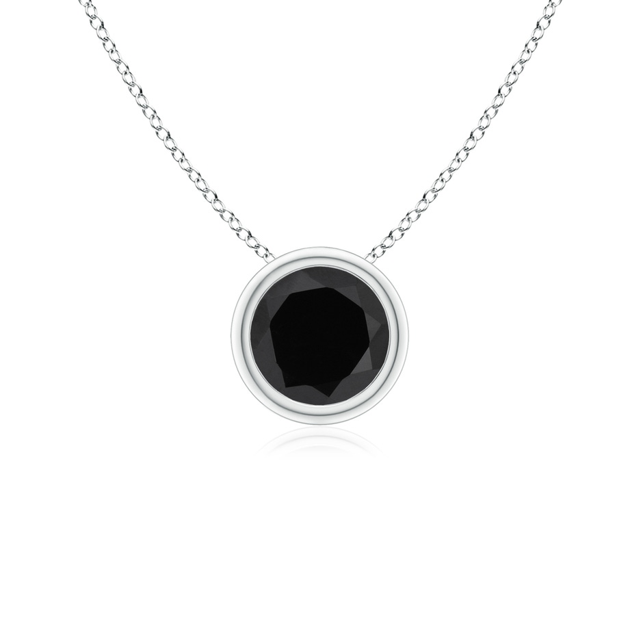 5mm AAA Bezel-Set Round Black Onyx Solitaire Pendant in 18K White Gold 